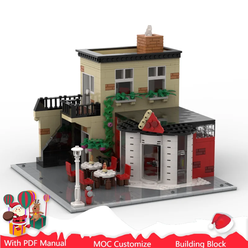 

Creative Modular Building Series MOC The Pizza Corner Model Bricks Educational DIY Assembly Toys Children's Adult Birthdays Gift