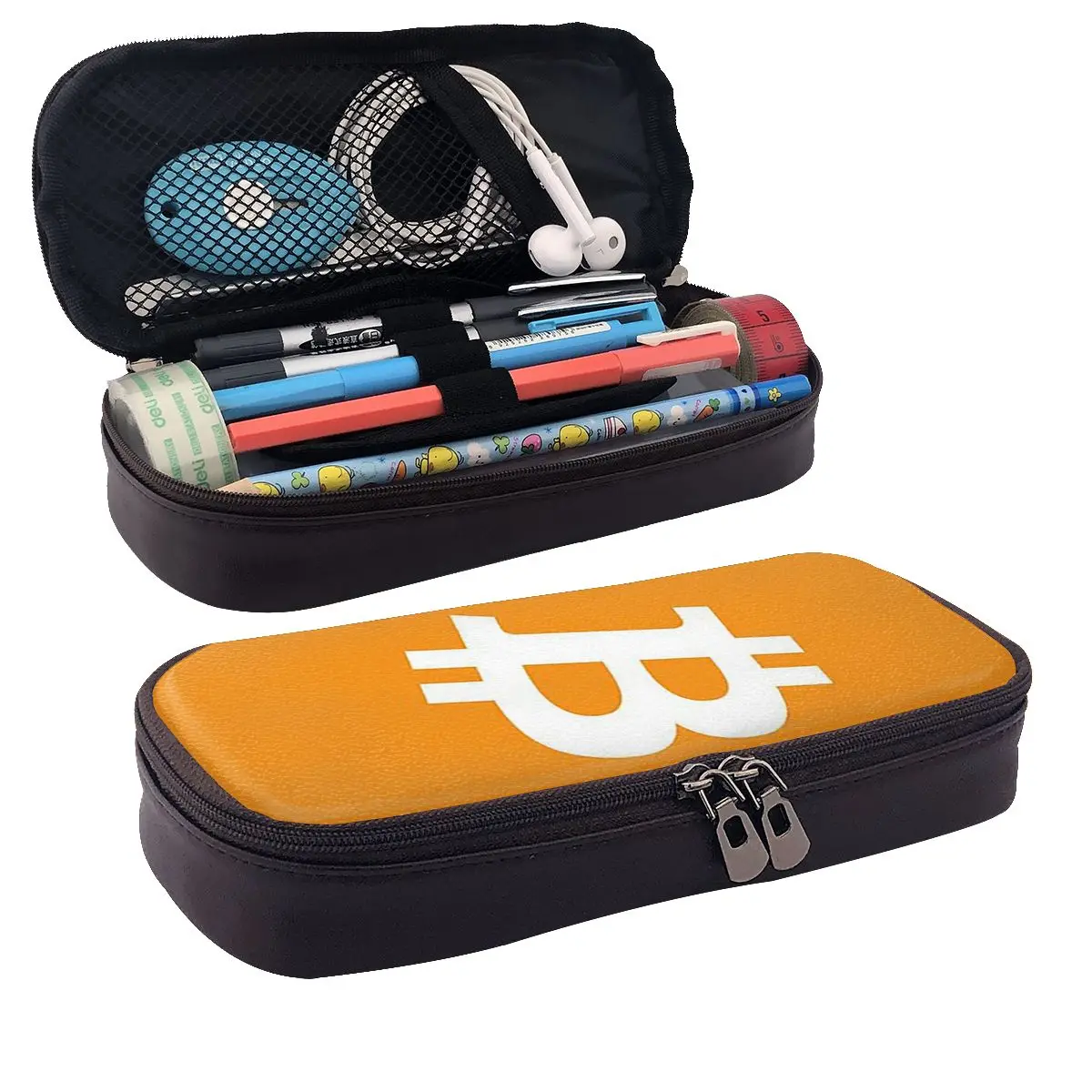 Trousse à crayons en cuir Bitcoin CPU Miner BTC Blockchain Cryptocurrency, porte-stylo, boîte de rangement pour stylos, sac à crayons pour garçons et filles, école
