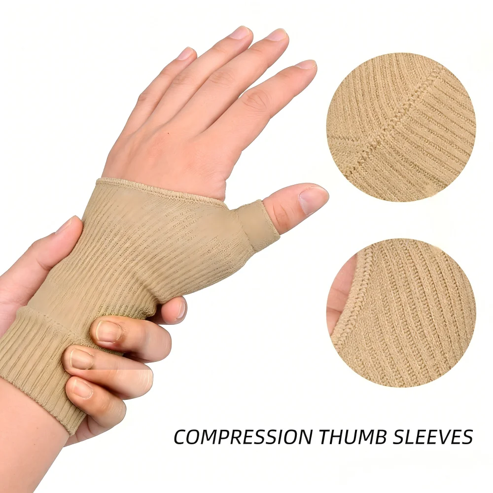 1 Pair Breathable Thumb-Wrist Compression Gloves with Gel Padded Wrist Support for Arthritis & Thumb Injury Pain Relief image 5