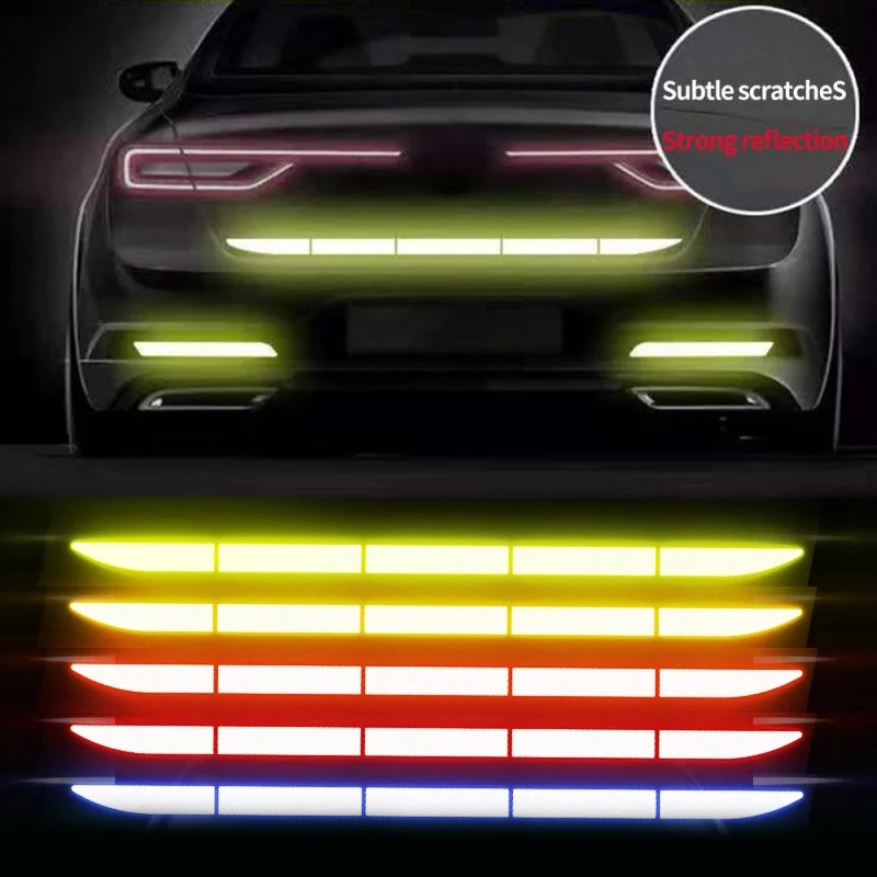 5pcs Car Reflective Stickers Rear Trunk Reflector Car Driving Safety Warning Mark Auto Body Waterproof External Decal Accessory
