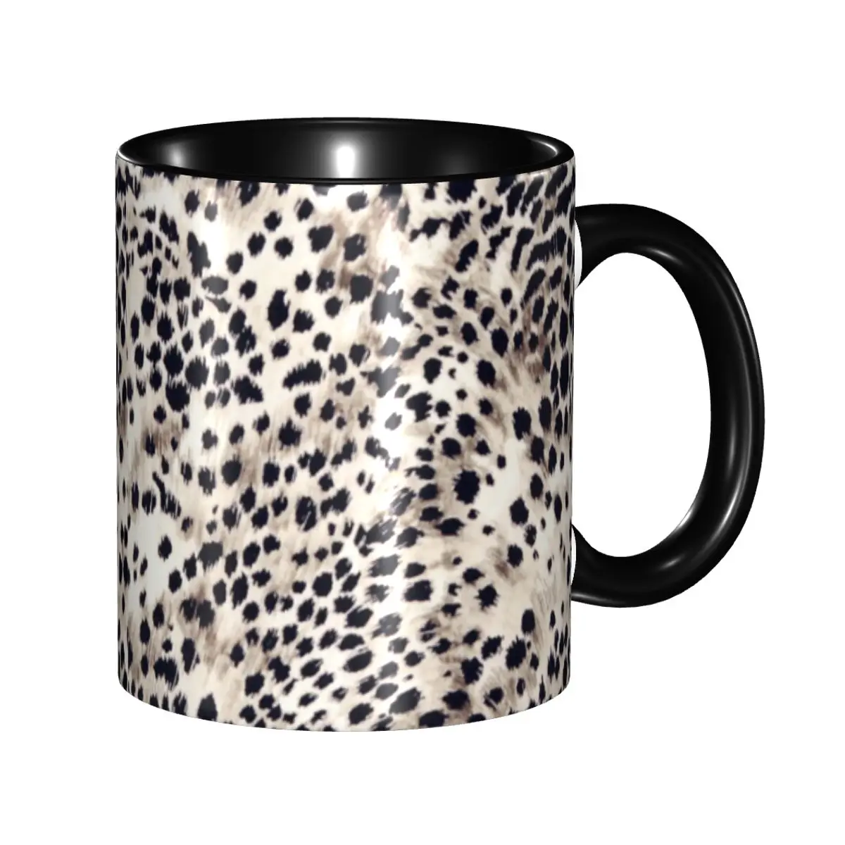 Tasses à café personnalisées en fausse fourrure d'animal, tasse à thé et à lait en céramique léopard des neiges, DIY