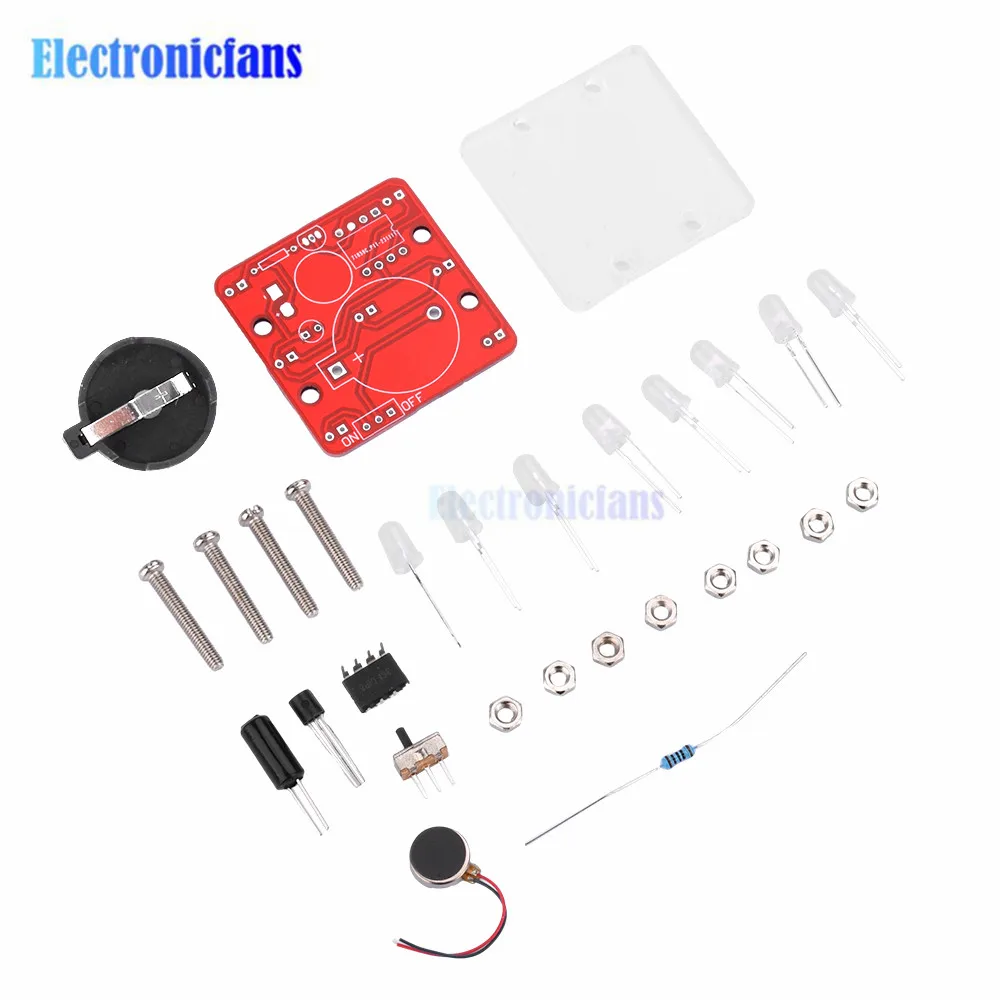 New DIY Wobbling LED Dice Kit with Small Vibrating Motor Fun Electronic Soldering Practice Board Kit