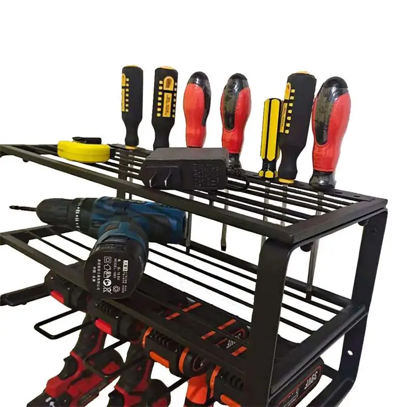 Handheld Power Tool Rack Wall Mounted Workshop Garage Mobile Tool Shelf Heavy Duty Electric Drill Tool Organizer Holder