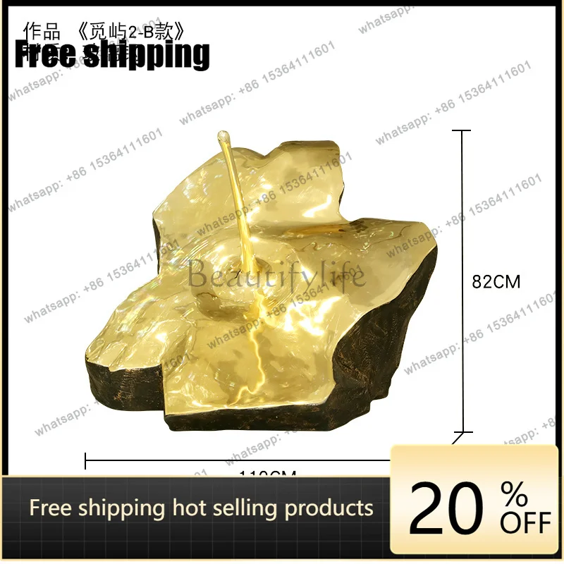LJY  abstract water-shaped stone sculpture soft decoration hotel lobby floor-to-ceiling ornament art installation