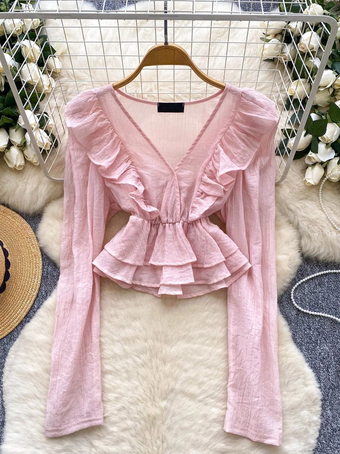 Ele Long Sve femmes irt été profond V Ne dentelle garniture mince doux Aosphère dame haut trajet Sle coupe ample