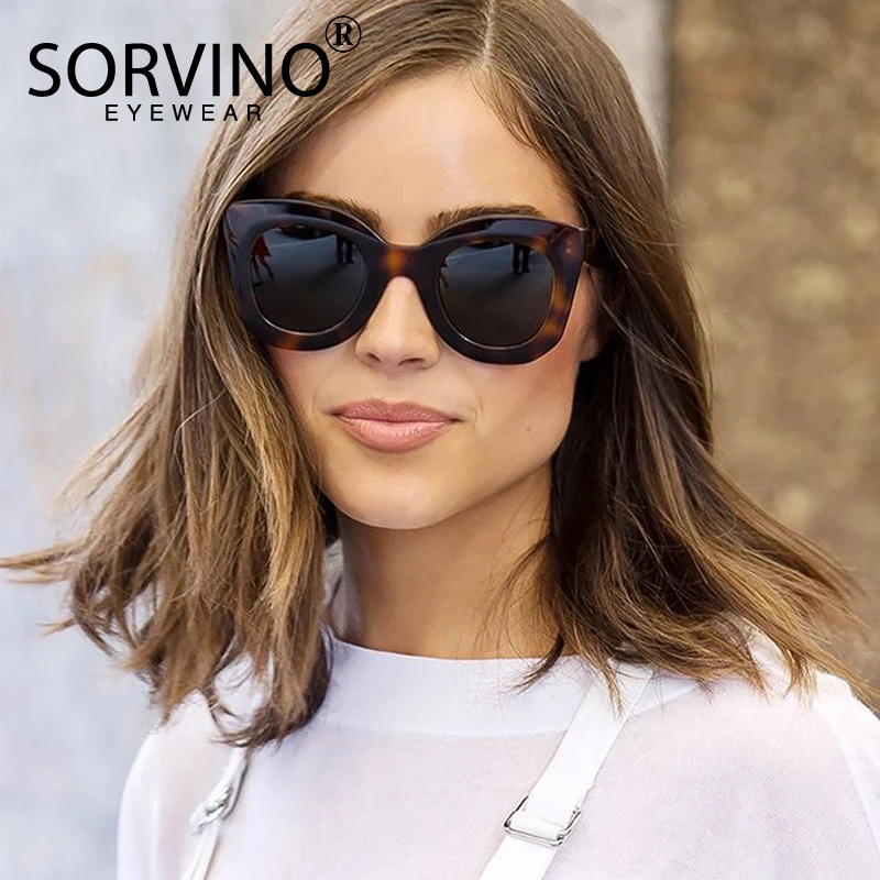 

SORVINO 2020 Retro Oversized Cat Eye Sunglasses Women Luxury Brand Designer 90s Tortoiseshell Cateye Sun Glasses Shades SP107