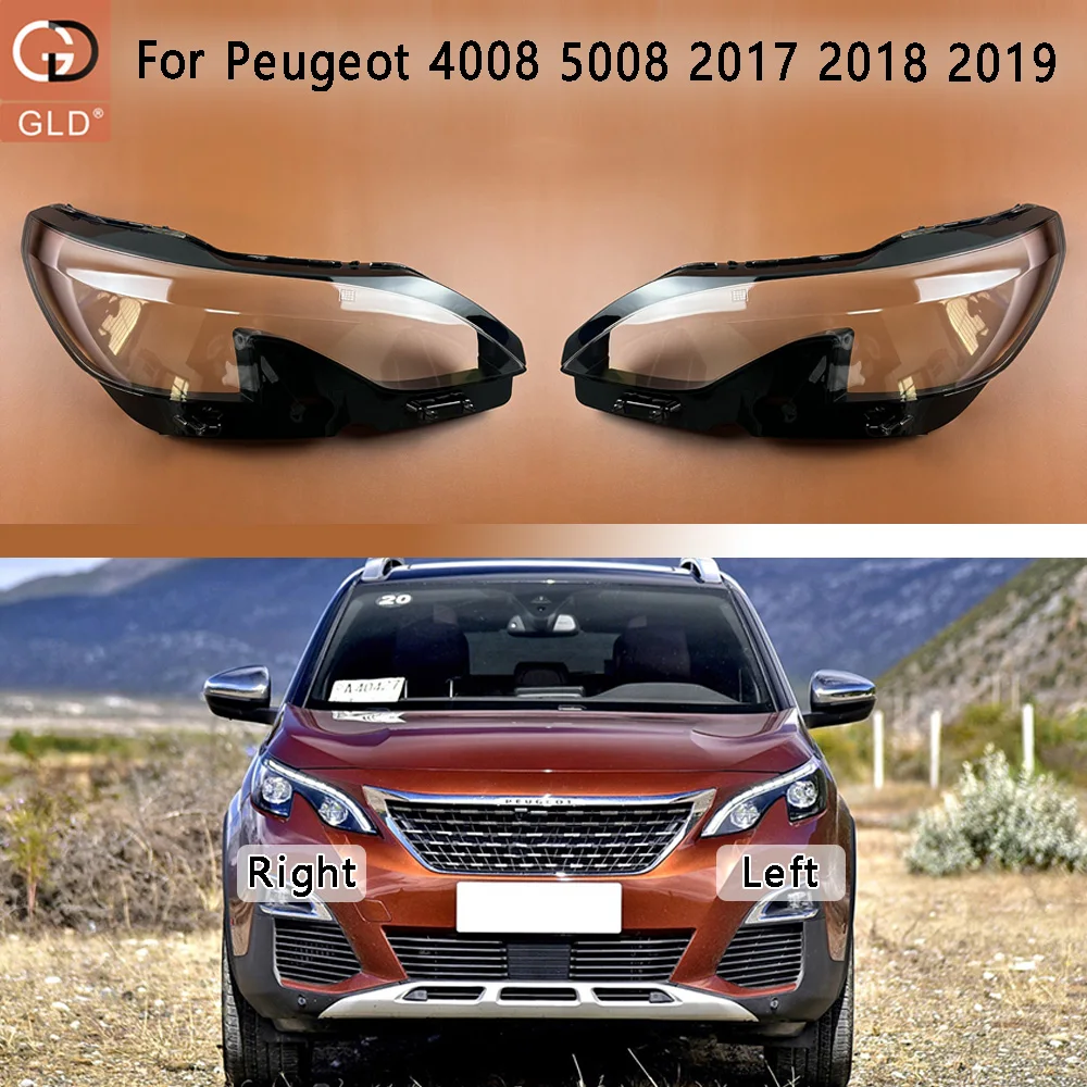 

For Peugeot 4008 5008 2017 2018 2019 Headlight Cover Shade Headlamp Shell Transparent Lampshade Plexiglass Replace Original Lens