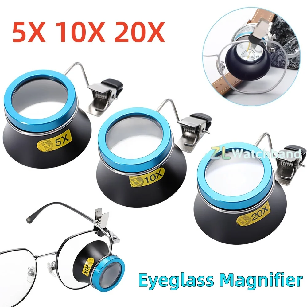 5X 10X 20X Eyeglass Magnifier Clip-On Eye Loupe Magnifying Lens Watchmaker Repair Tool Portable Eyepiece Process Operation Tool
