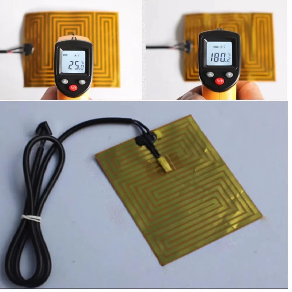 220x120mmElectric Heating Film Heating Plate for Car Fuel Tank Bottom Shell Heating Plate Preheater PI film polyimide heater 12V