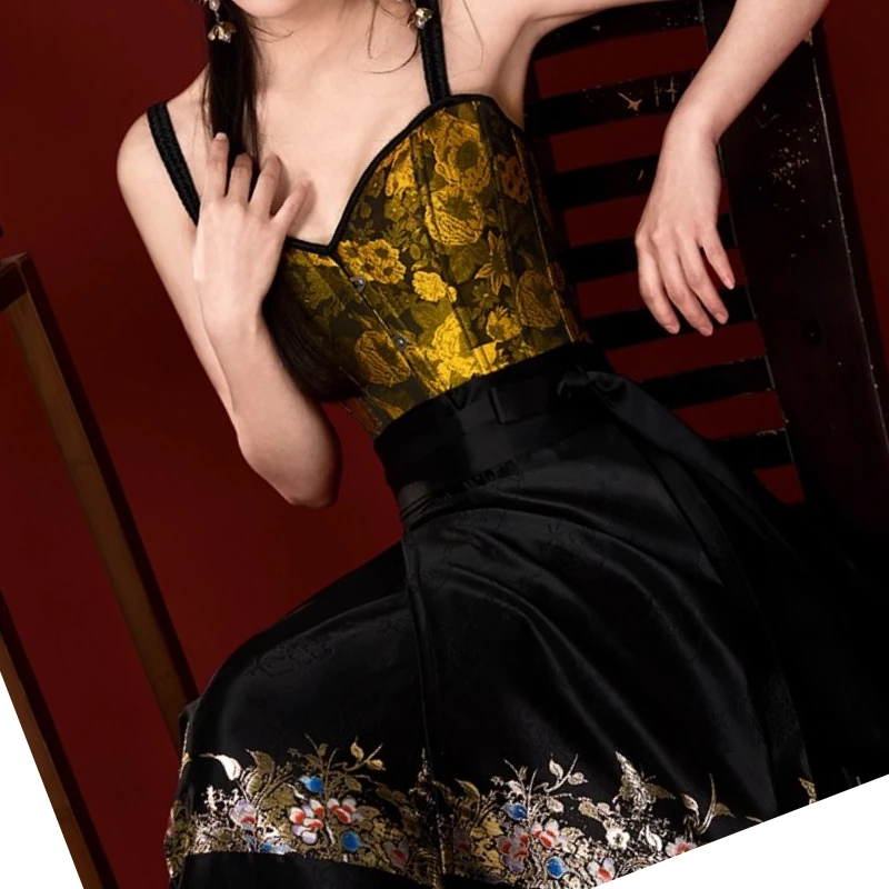 

Sunflower Oil Paiting Floral Corset Vintage Shapewear Bustiers Overbust Bust Shaping Tank Tight Top