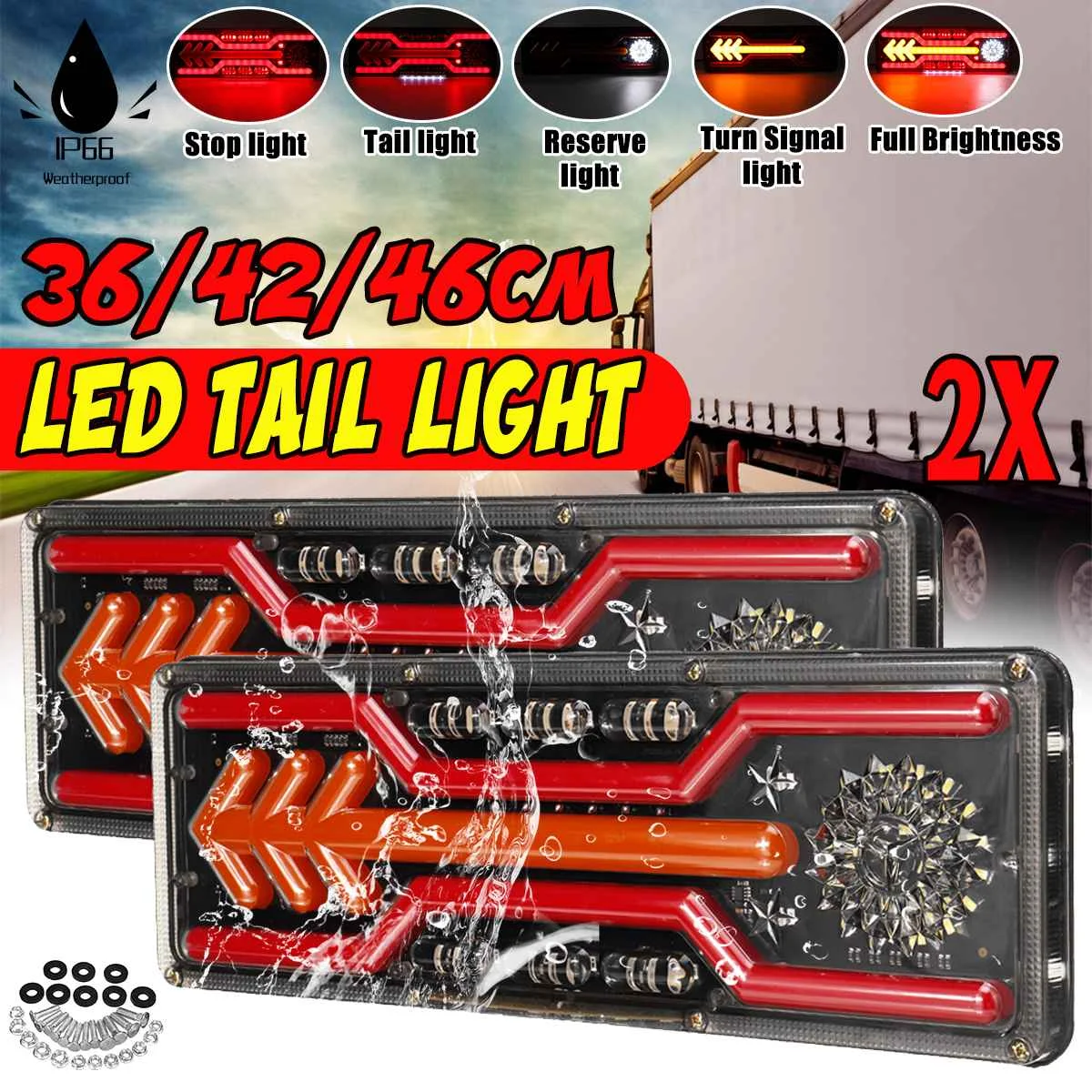 Waterproof Car LED Tail Light 24V Rear Turn Signal Lamp For Truck Trailer Caravan Ute Camper Taillights Fog Brake Stop Lights