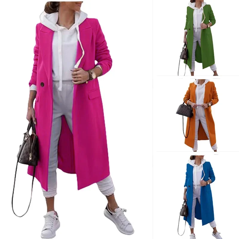 

Autumn Winter Woolen Women's Coat Long Cardigan Coats Trench Jacket Long Sleeve Loose Fashion