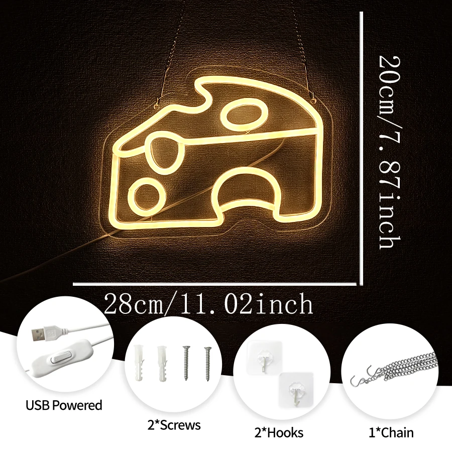 CHEESE Neon Signs For Wall Decor LED Lights Yellow Neon Sign Suitable for Cheese Shops Bakery Restaurant Christmas Gift