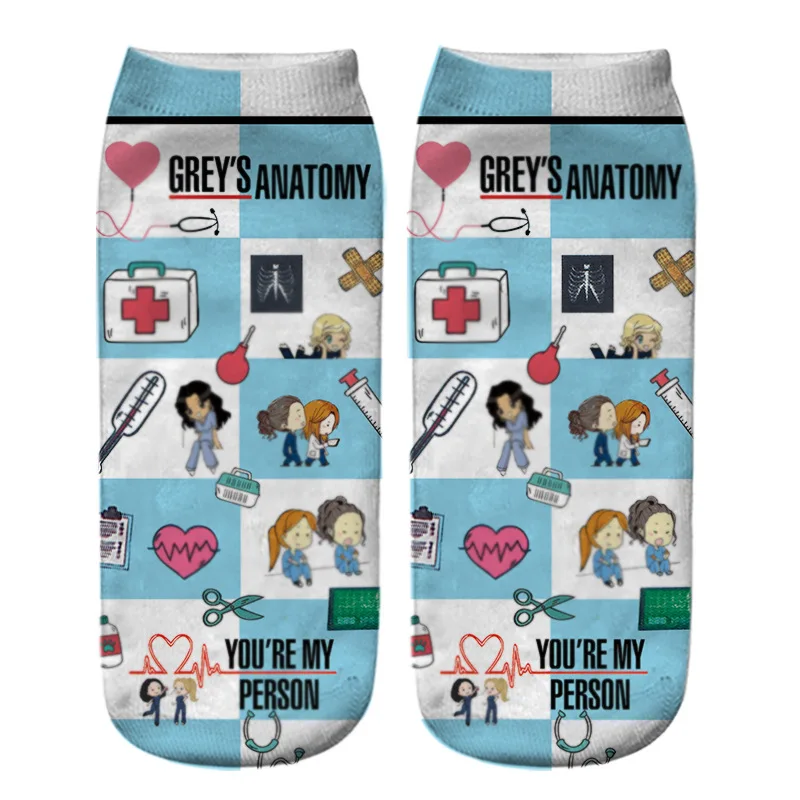 Low Cut Socks Greys Anatomy Heat-printing Boat Comfortable Knitted Sock Colorful Liner Short Socks Ankle Cotton Foot Tube