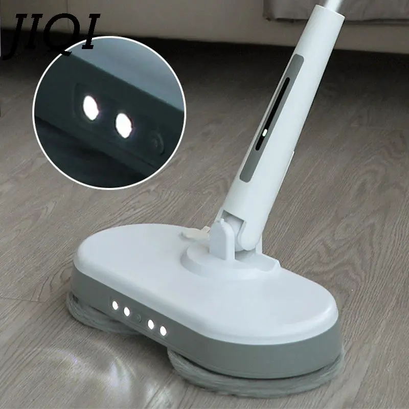 Rechargeable Cordless Electric Mop with LED light Dual-wheel High-speed Rotary Sweeper Automatic Water Spray Window Glass washer