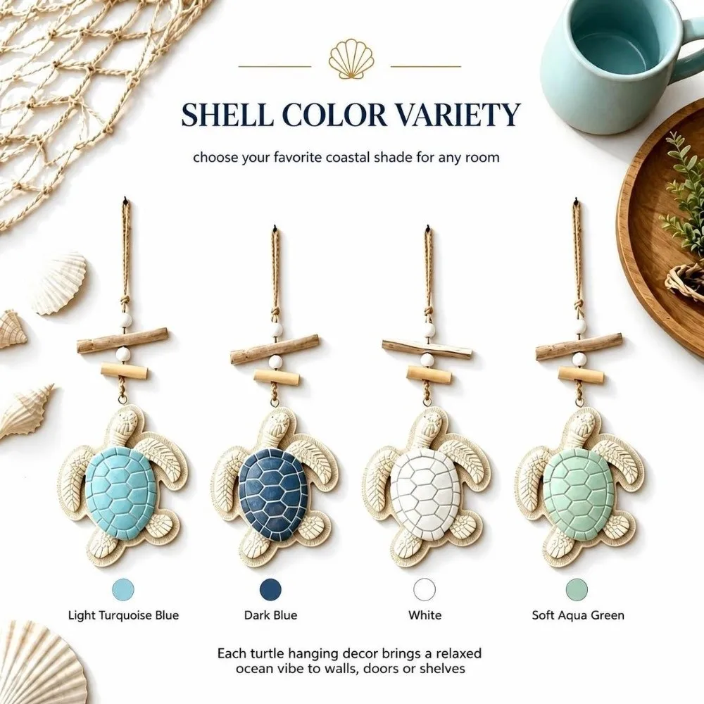 Warm LED Lighted Wooden Sea Turtle Wall Decor Hanging Lighted Decoration Sea Turtle Curtain Lights Marine Theme