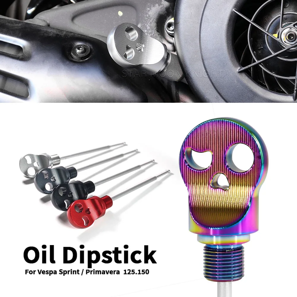 

Motorcycle Accessories Engine Oil Dipstick Drain Screw Plug With Key Tool CNC Aluminum For VESPA Sprint Primavera 125 150