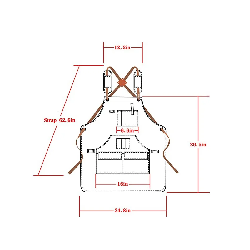 Thick Canvas Apron Multi-functional Pocket Woodworking and Electrical Wear-resistant Overalls Factory Customization