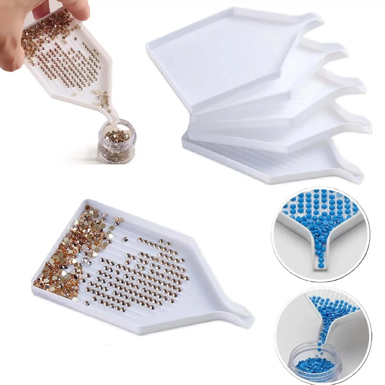 DIY Diamond Painting Trays Available in Different Quantities, Jewelry Bead Picking Trays, Gemstone Sorting Trays, Suitable for DIY Coasters, Art Crafts, Nail Art Dotting Tools