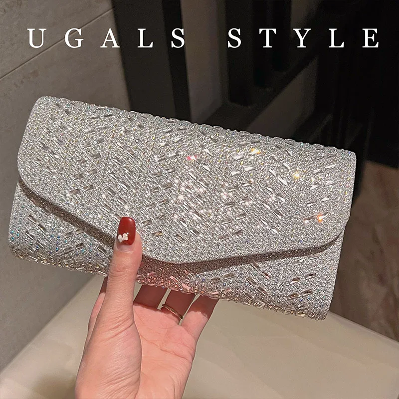 

Женская сумка-клатч с блестками и стразами, квадратная, для вечеринок и свадеб, на плечо, через плечо