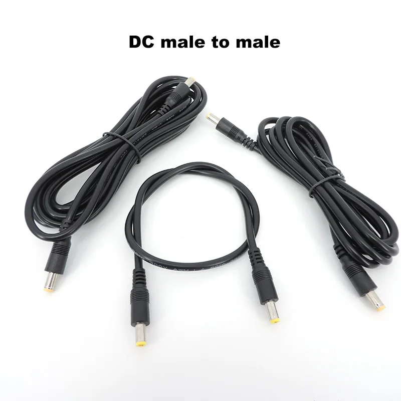 5.5MM X2.5mm DC male to male Extension power supply Cable Plug Cord 0.5m 1.5M 3meter wire connector Adapter for strip camera q1