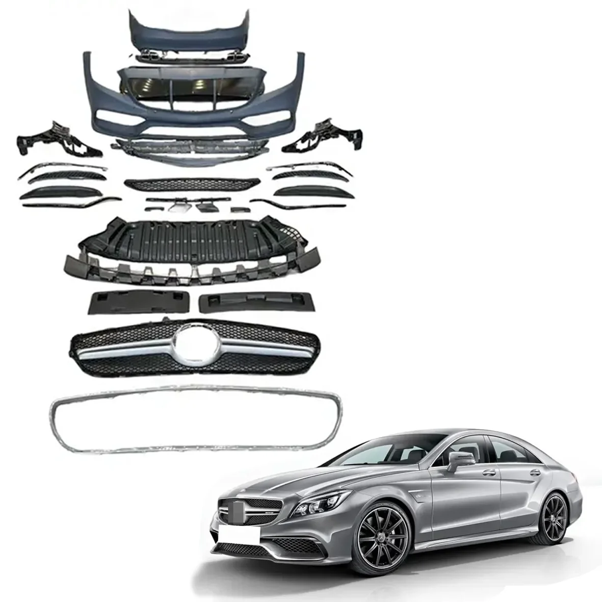 B SPM Bumper Face Kit Upgrade to Cls63 Amg Style Body Kit Plastic 1 Set 2015-2023 for Mercedes Benz Cls W218 Body Kit Accessorie