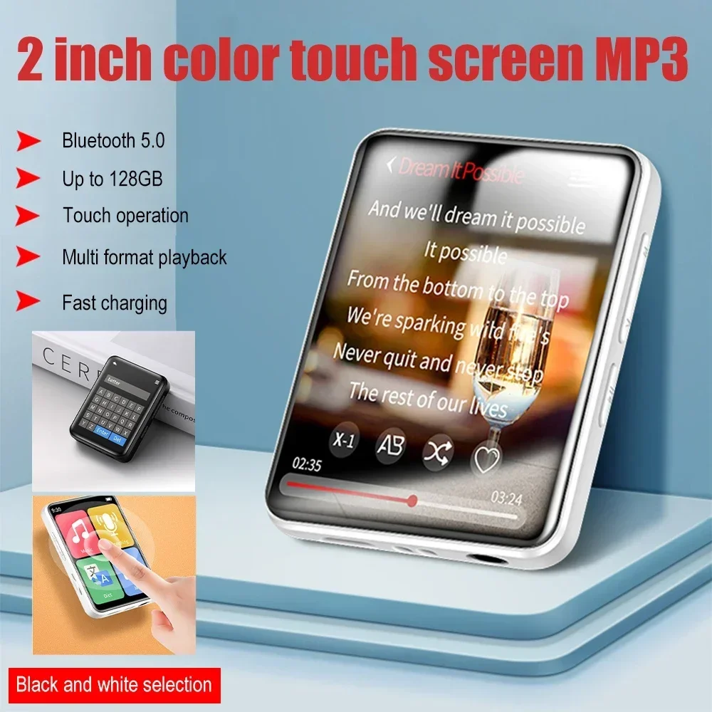 

With E-Book/Fm Radio/Recording MP4 Player Mini Portable Bluetooth Touch Screen MP3 Player Walkman Music Players Built In Speaker