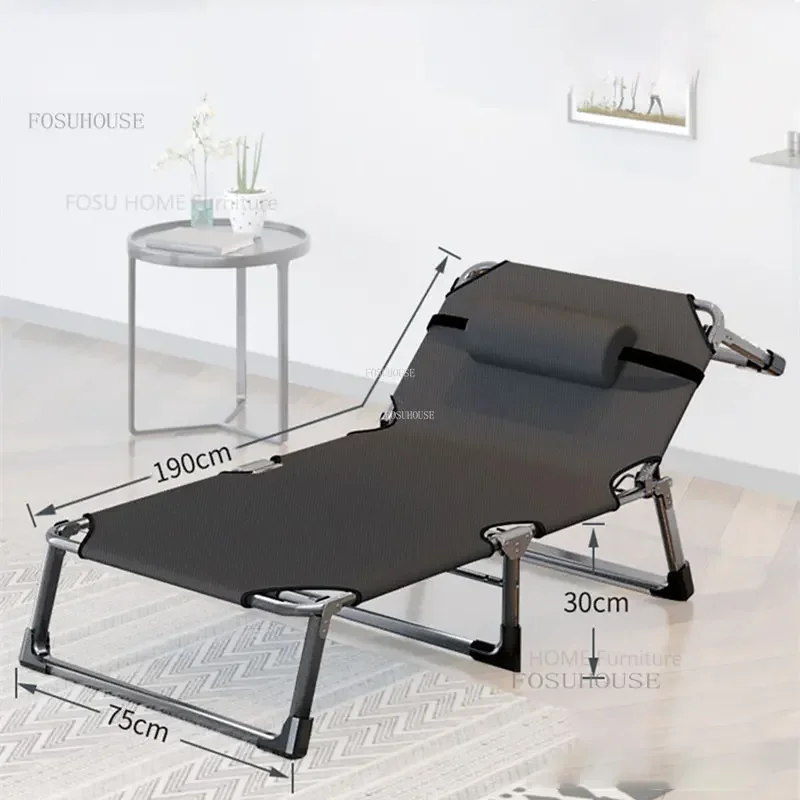 أثاث الشقة أريكة سرير محمولة إطار فولاذي قابل للتعديل سرير شاطئ واحد عجلات تخزين معدنية سرير حديث قابل للطي #3