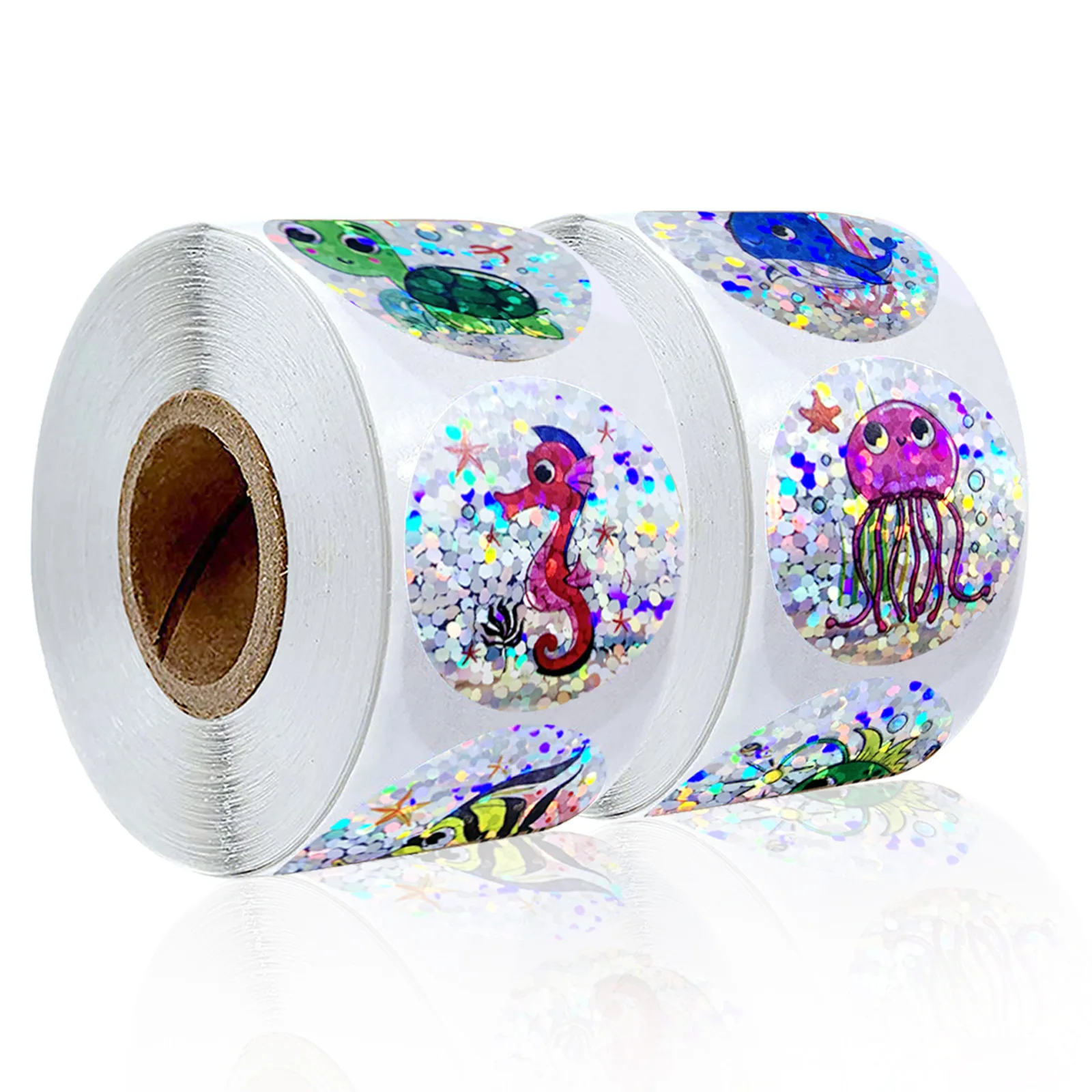 500pcs Rainbow Laser Stickers Cartoon Marine Animal Stickers Children DIY Handmade Scrapbooking Stationery Sticker