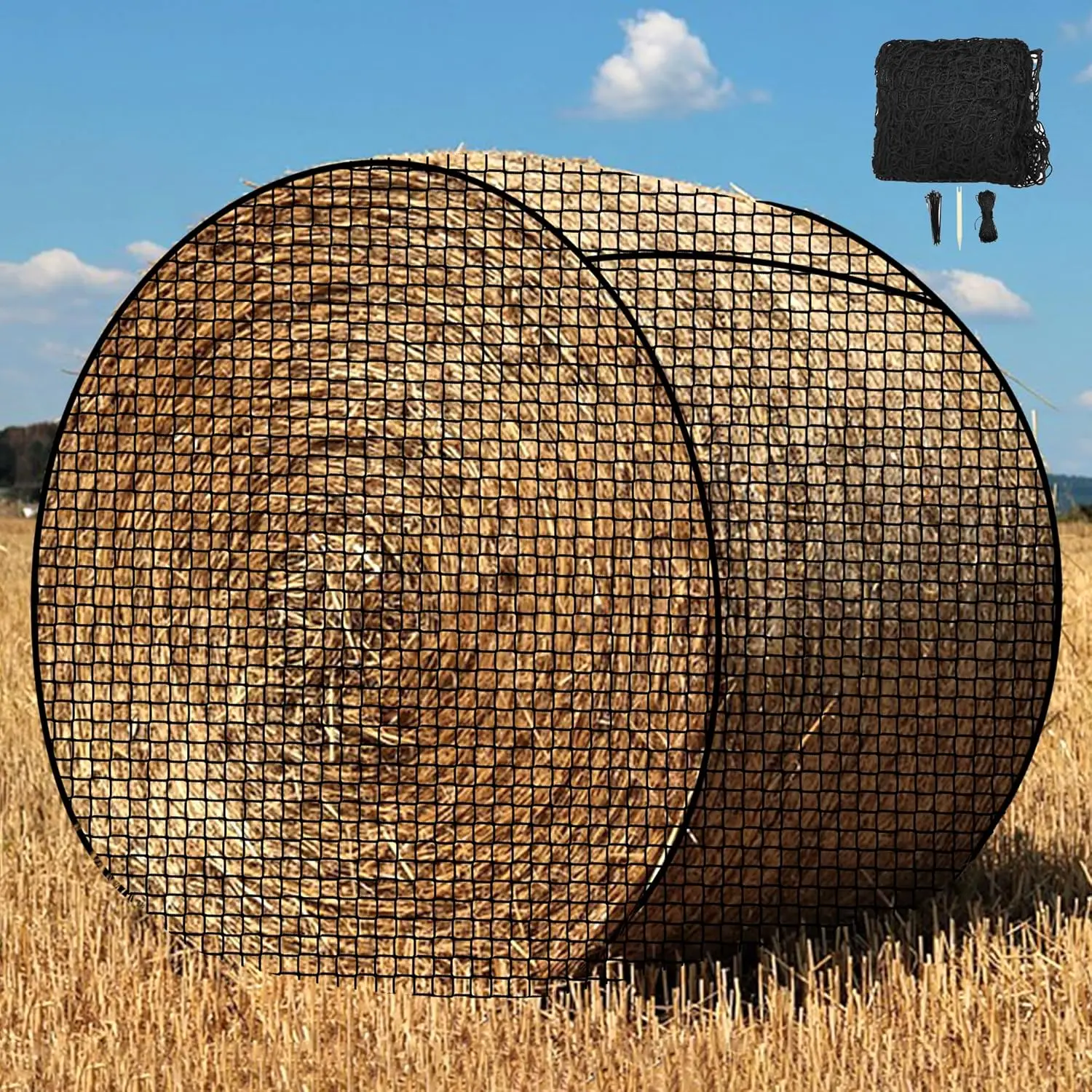 

2025 Large 5x5 ft Round Bale Hay Net Heavy Duty Plastic & Polyester Horse Feed Net Slow Horses