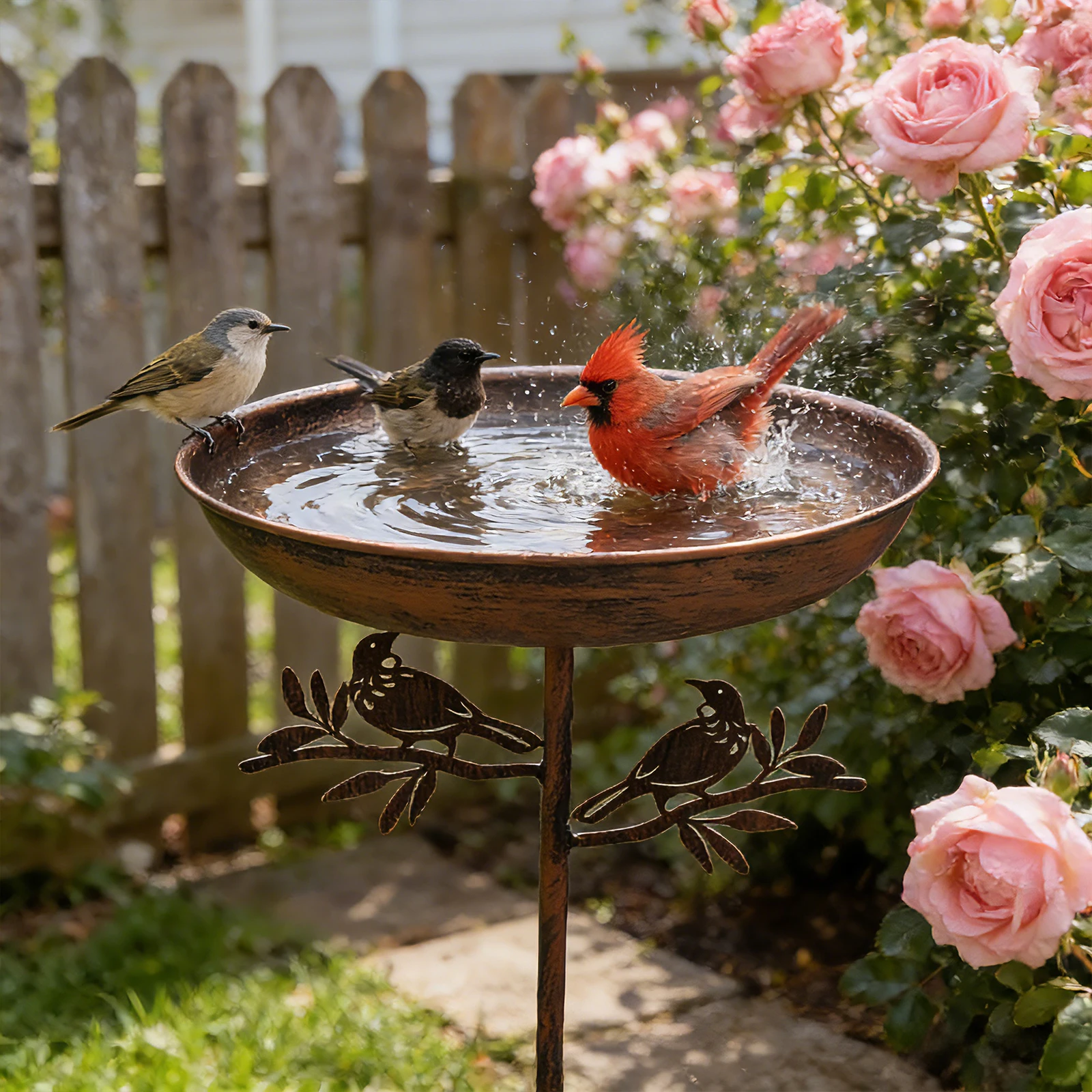 

Vintage Cast Iron Bird Bath/Feeder, Dual-Purpose Outdoor Rust-Proof Five-Claw Stable Base, Attracts Birds, Suitable for Garden Beautification, Courtyard, Lawn, Ideal as a Gift for Family and Friends