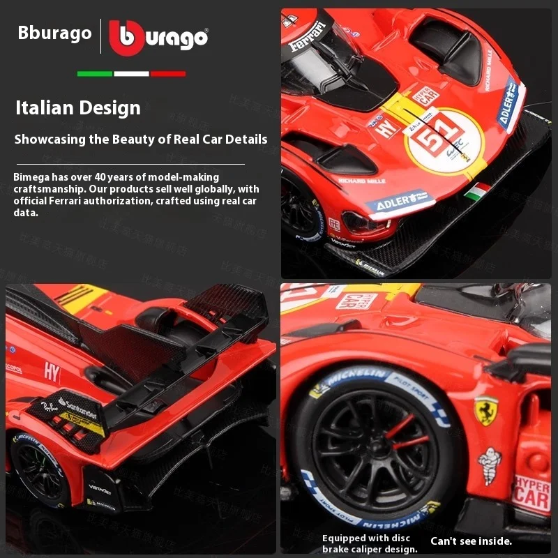 Nieuwe Bburago schaal 1:43 gegoten Ferrari 2024 499p # 50 # 83Le Mans Winner Collectors Edition Legering Luxe automodel speelgoed voor volwassenen