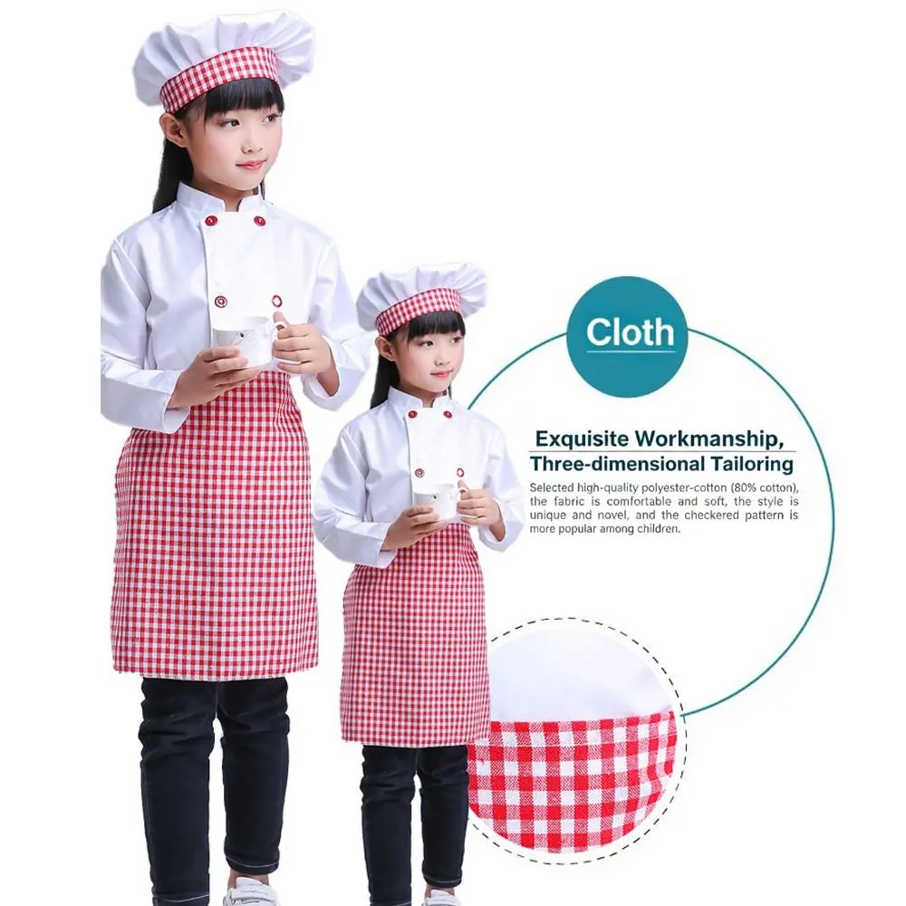 Fashion Carnival Party Cook Tshirt Role-Play Stage Costume Kitchen Hat Cute Performance Clothes Work Jackets Boys Girls