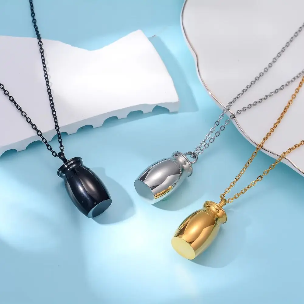Fashion Stainless Steel Urn Necklace Gold Silver Keepsake Cremation Jewelry Metal Opeanable Ashes Memorial Pendant Pet Dog