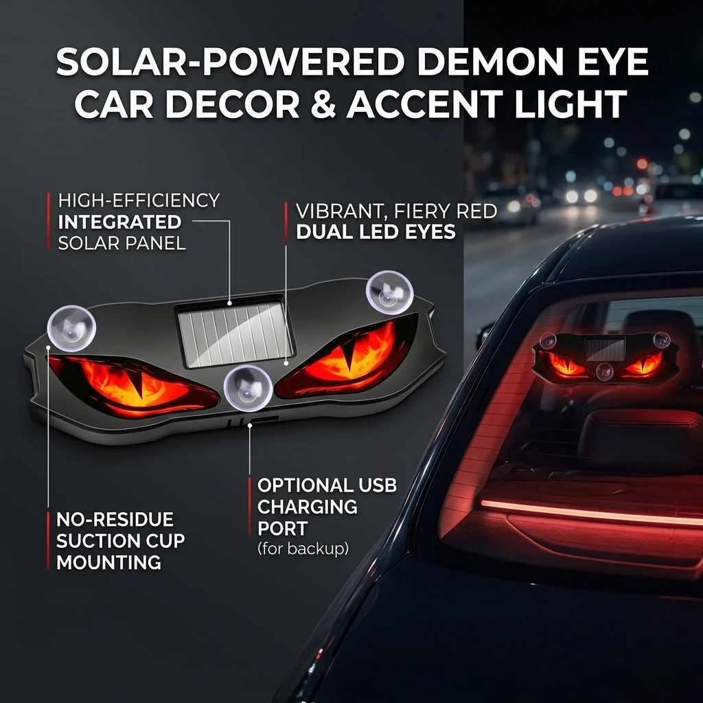 Solar Powered Car Warning Light Intelligent Sensing Multi-Mode Window Anti-Rear End Collision Ambient Light No Wiring Required
