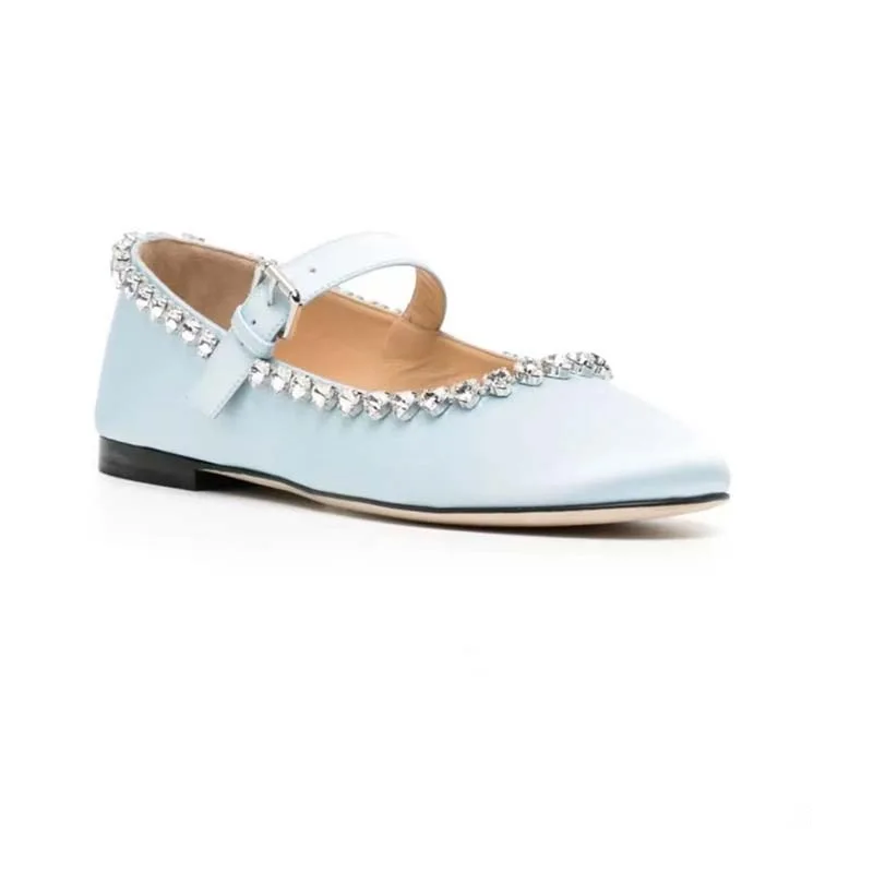 Foreign Trade New Round Head Shallow Mouth One Line Buckle Strap Water Diamond Low Heel Short Boots Fashion Large Size Shoes