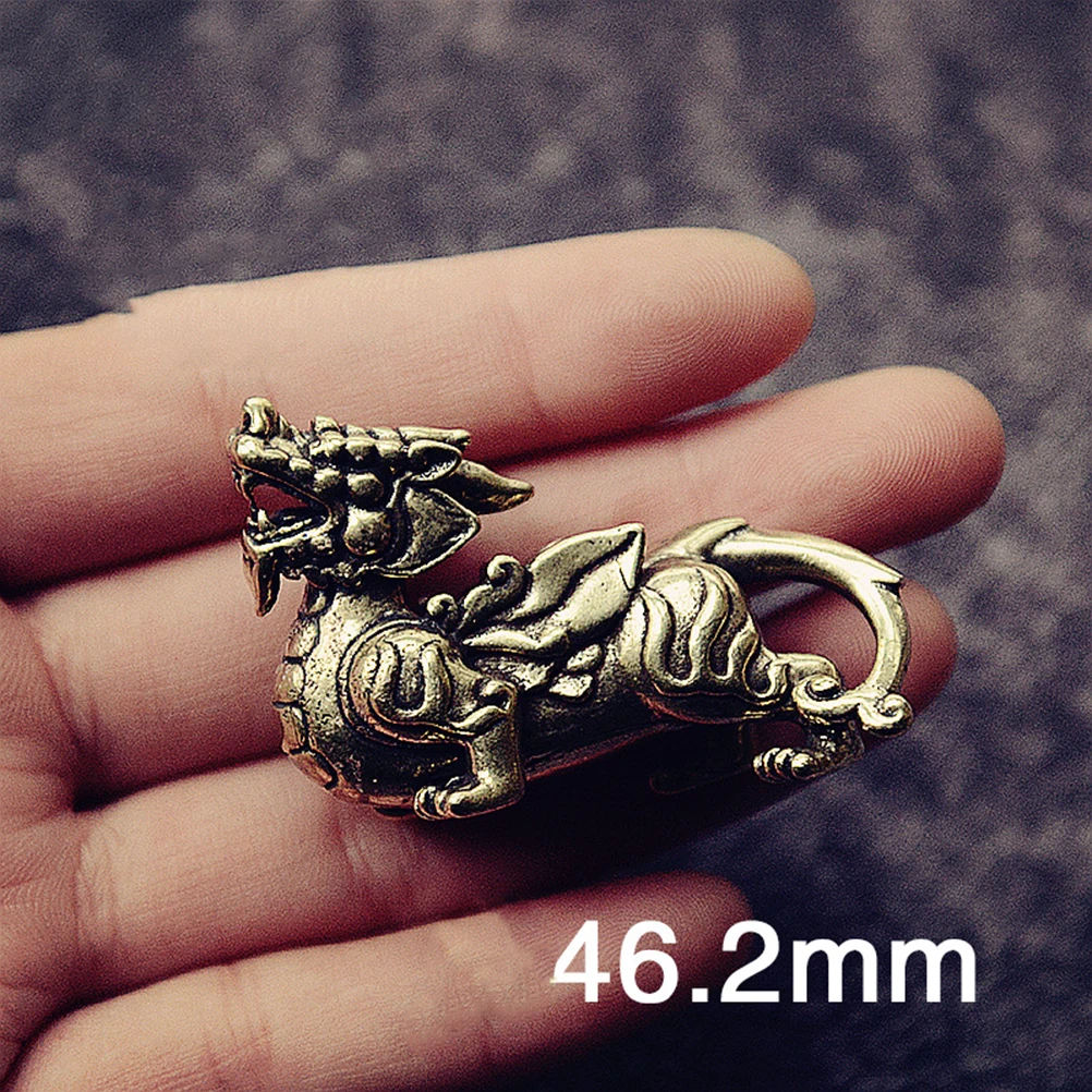 

Chinese Ancien Beast God Statue Elegant Decor Home Office Car Brass Craft Retro Figurine Safe Life Gift