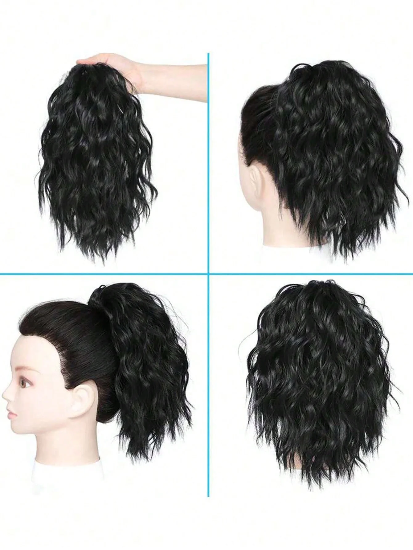 Short curls Elastic drawstring Ponytail, between ponytail and elastic drawstring Wavy synthetic curls for everyday use