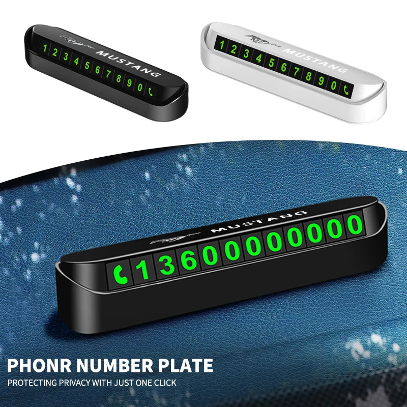 

Luminous Car Temporary Parking Card Car Styling Phone Number Card Plate For Ford Mustang SHELBY GT 500 350 Convertible V