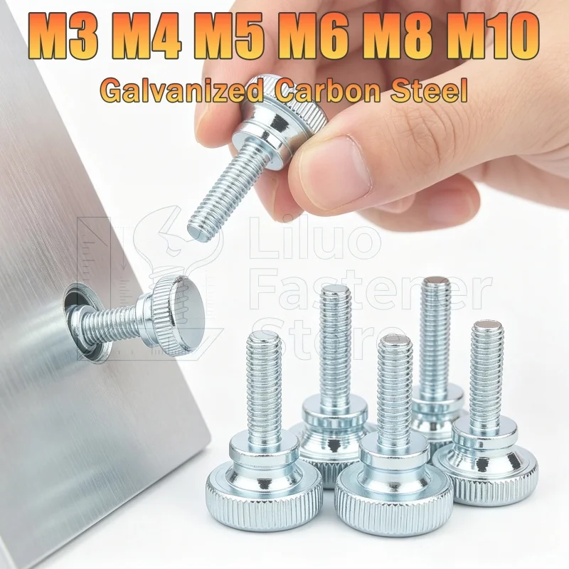 DIN464 GB834 M3 M4 M5 M6 M8 M10 Knurl High Step Head Hand Tighten Thumb Screw Bolt Curtain Wall Glass Adjust Thumbscrew