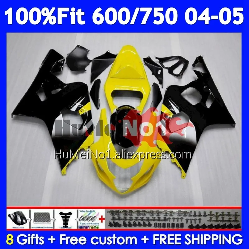 OEM Body For SUZUKI GSXR 750 600 CC K4 Yellow black GSX-R600 103No.10 GSXR-750 GSXR600 GSXR750 04 05 2004 2005 Injection Fairing