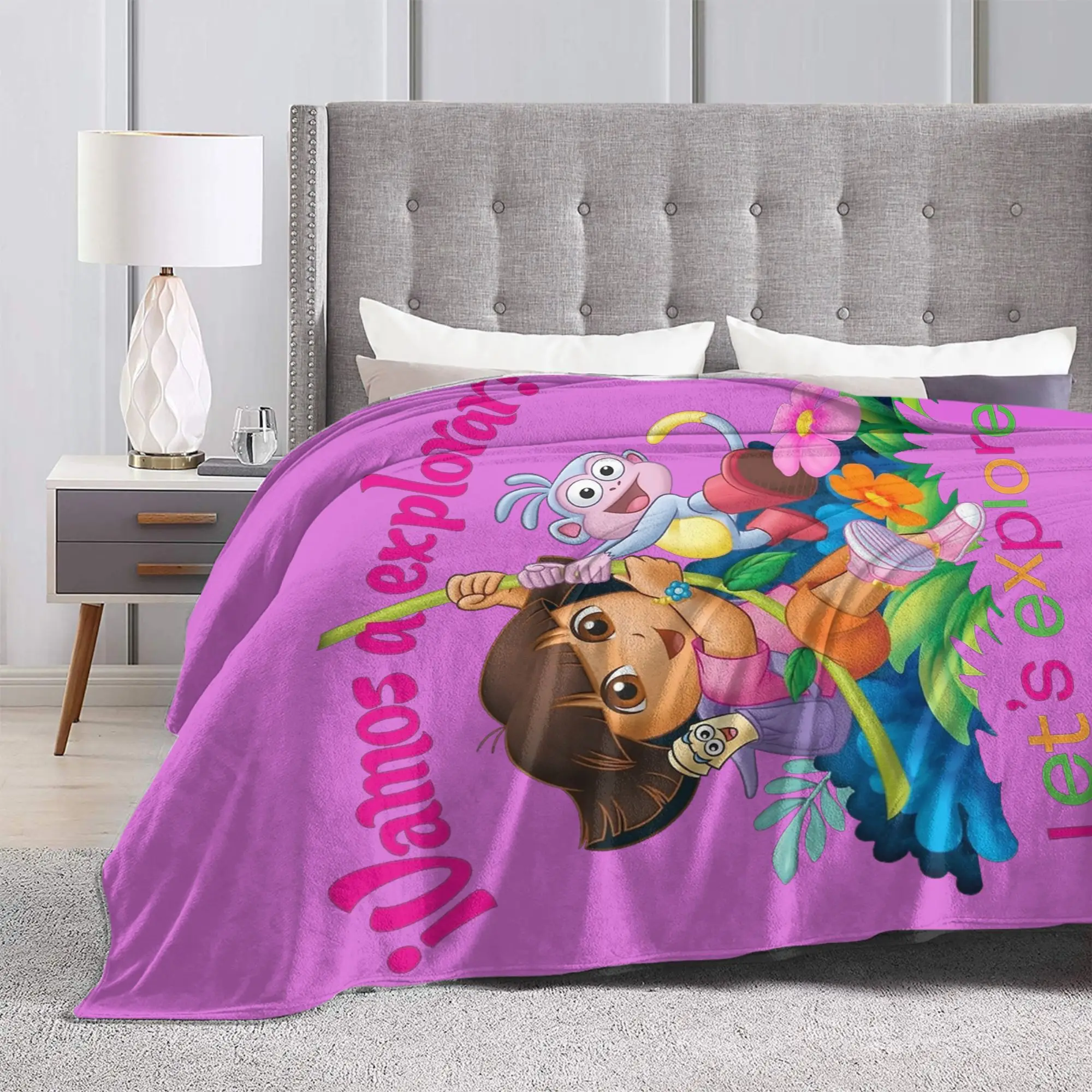 د-دورس فاموس اكسبلورر! دورا وأحذية بطانية صوف مضحكة قابلة للتنفس لتزيين نسيج صالة الفراش، #3