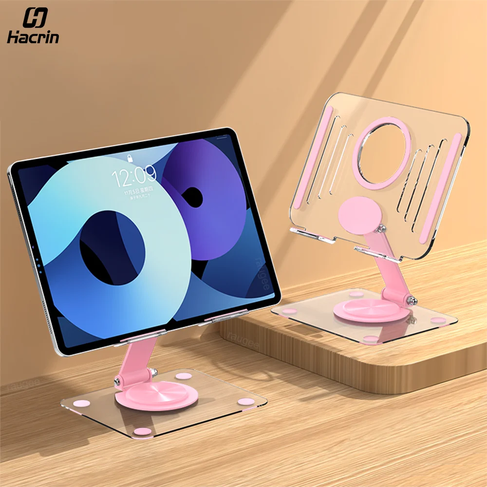 Tablet Desktop Stand for iPad Pro Holder Acrylic Tablet Bracket for Samsung Huawei Xiaomi Pad Adjustable Folding Tablet Support