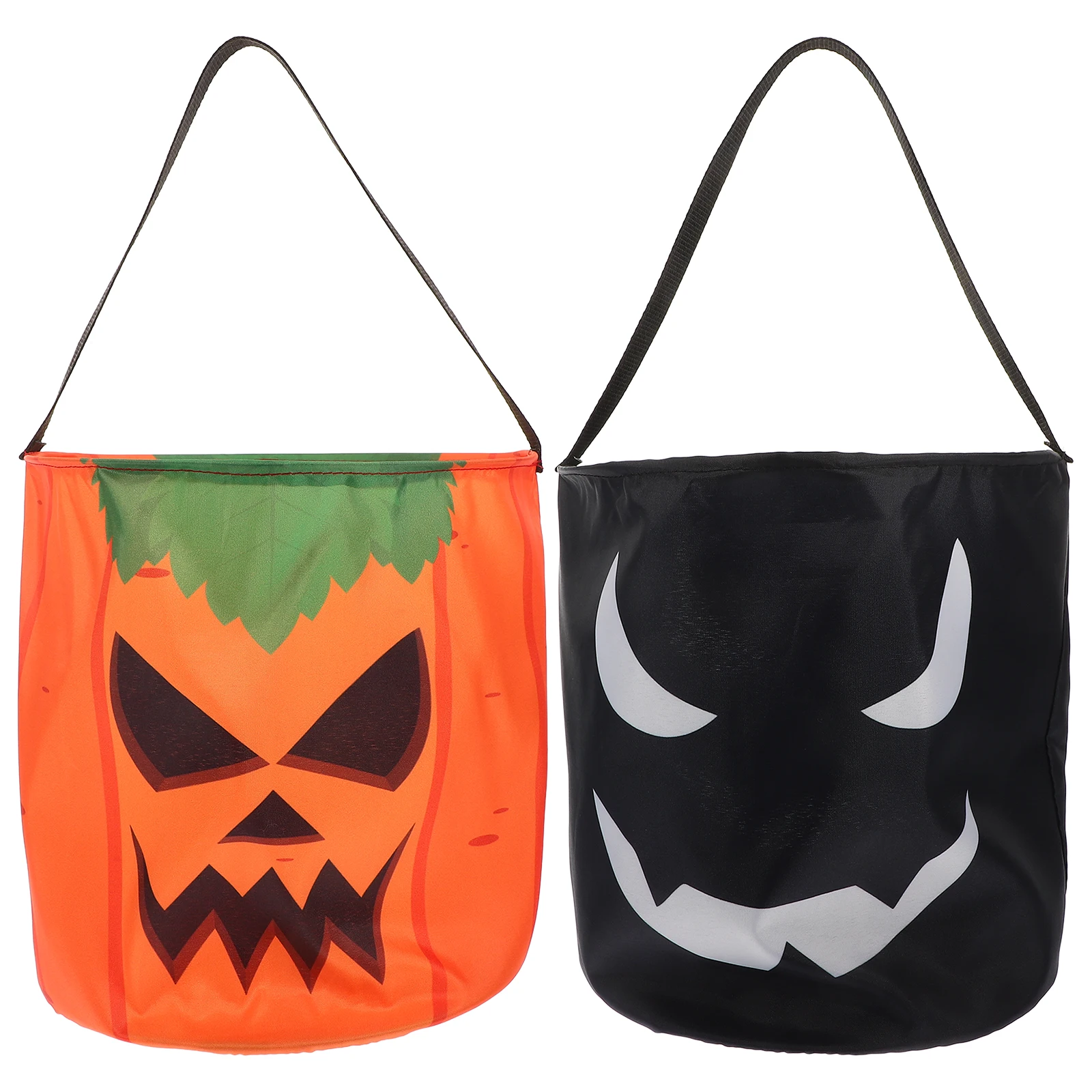 

2 Pcs LED Candy Bags Halloween Buckets with Handle Multifunction Polyester Bulk Pumpkin