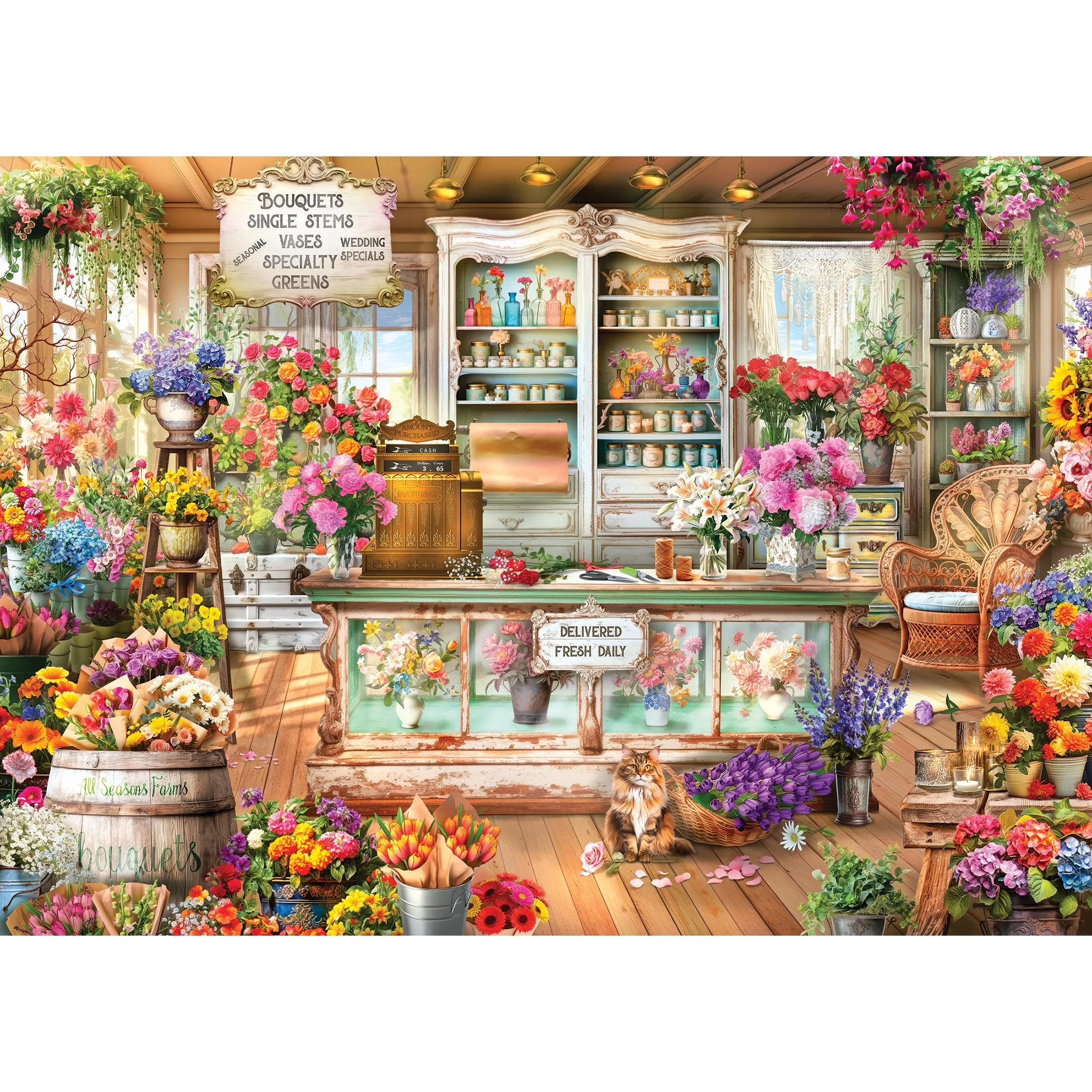 1000 Piece Puzzles for Adults Seasons Flower Shop Jigsaw Puzzles Educational Games Colorful Puzzles Gifts Home Decor
