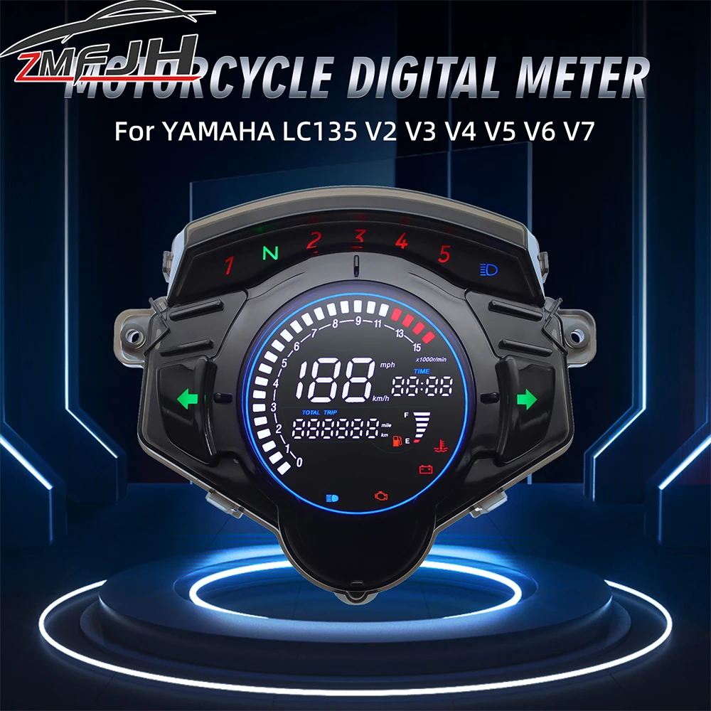 

Motorcycle Speedometer Tachometer Odometer With Water Temp Voltage Alarm Fuel Level Meter For Yamaha LC135 V2 V3 V4 V5 V6