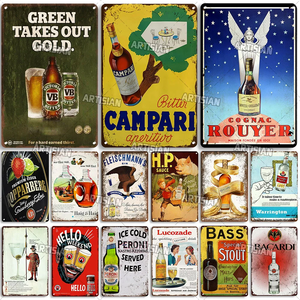 

Beer Metal Plaque Rusty Bar Wall Decoration Metal Tin Sign Retro Metal Poster Bacardi Rum Metal Signs Home Pub Studio Wall Plate