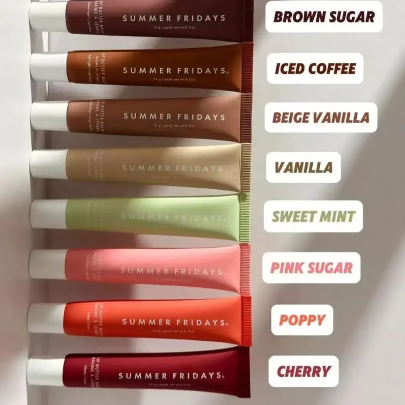 8 Color Summer Fridays Lip Balm Moisturizing Smooth Soft Lips Cosmetics Sugar Vanilla Beige Sweet Mint Makeup Lip Care