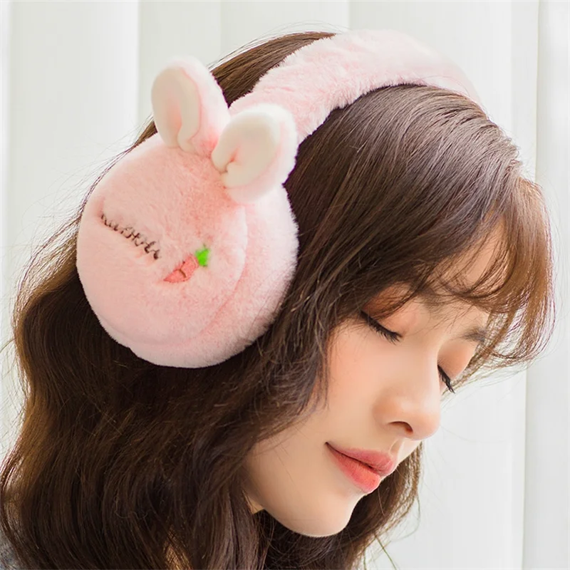 Winter Warm Ear Muffs Cartoon Rabbit Shape Lovely Plush Earmuff Women Girls Children Headphone Earmuffs Solid Cute Warmer Earlap