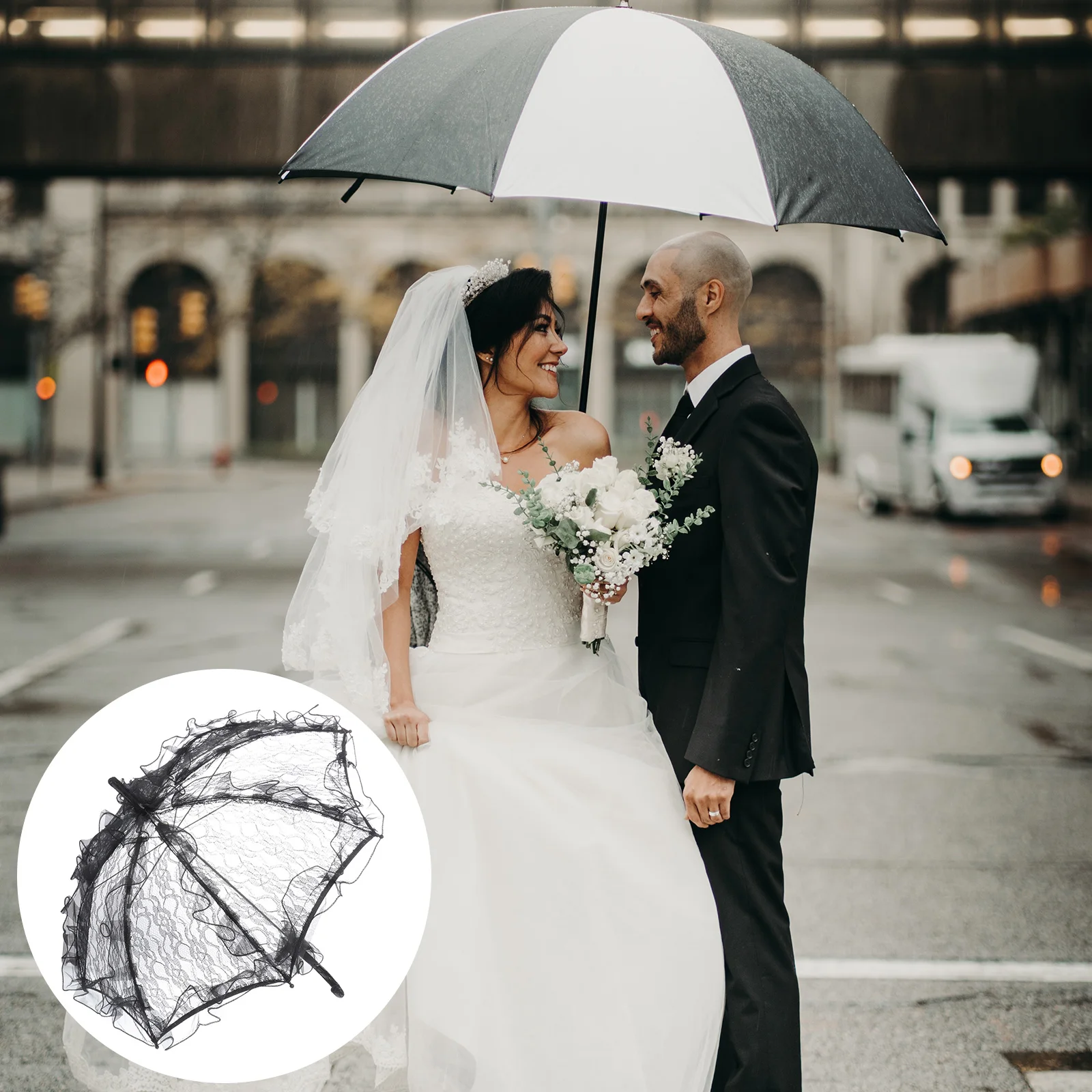 

Floral Wedding Umbrella Sombrilla De Encaje Vintage Glass Photography Props Bridesmaid